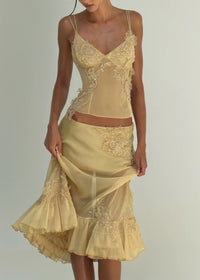 Coralis Embroidered Sequin Top And Ruffled Skirt Two-piece Set