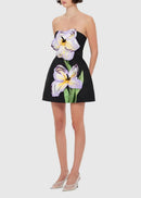 Eloise Black Off-Shoulder Sequin Floral Embroidered Mini Dress
