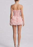 Zirekon Strapless Floral Structured Mini Dress