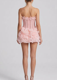 Zirekon Strapless Floral Structured Mini Dress