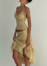 Coralis Embroidered Sequin Top And Ruffled Skirt Two-piece Set