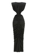 Abrisca Black Ruched Cutout Maxi Dress