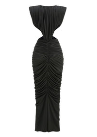 Abrisca Black Ruched Cutout Maxi Dress