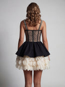 Auronis Black Sweetheart Rhinestone Mini Dress