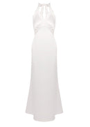 Jovyna White Lace Panel Satin Maxi Dress