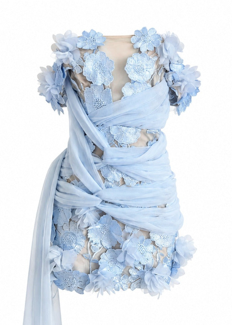 Ryneth 3D Floral Strapless Mini Dress