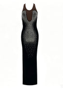 Azmirek Sleeveless Rhinestone Bandage Maxi Dress