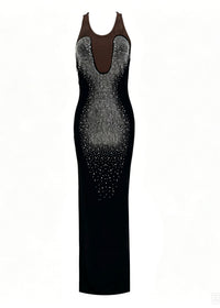 Azmirek Sleeveless Rhinestone Bandage Maxi Dress