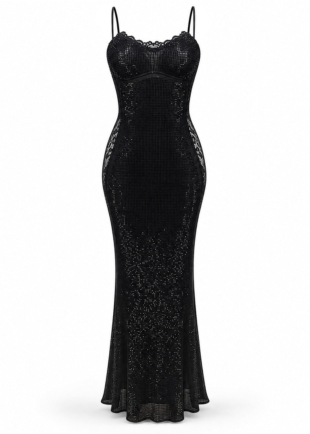 Nyvara Lace Insert Sparkly Maxi Dress