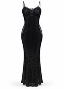 Nyvara Lace Insert Sparkly Maxi Dress