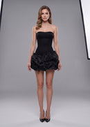 Glykeria Black Strapless Bustier Polka Dot Bubble Mini Dress