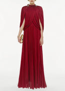 Nervion Red Pleated Sweater Dress
