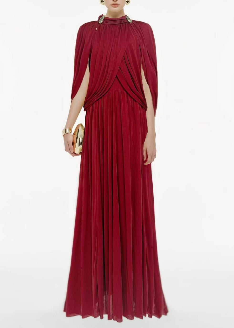 Nervion Red Pleated Sweater Dress