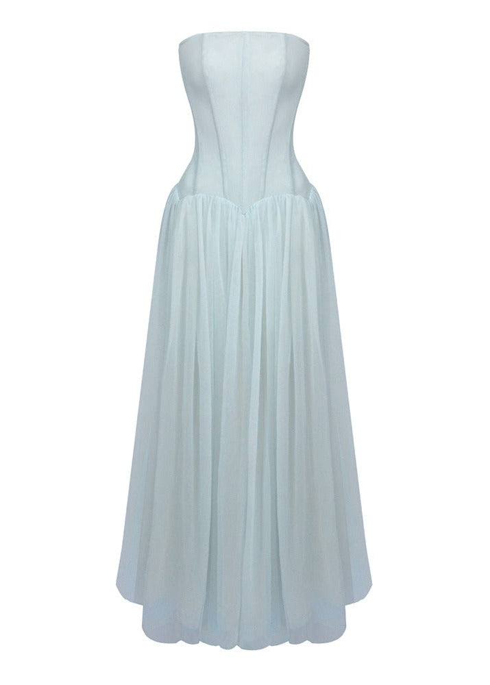 Kelora Mesh Maxi Dress In Baby Blue