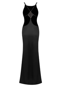 Elvina Halter Backless Maxi Dress In Black