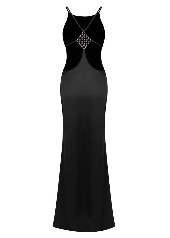 Elvina Halter Backless Maxi Dress In Black