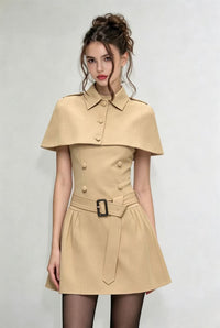 Drelian Khaki Cape Mini Dress