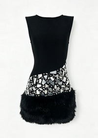 Jorellix Sleeveless Crystal Sequin Mini Dress