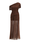 Granny Draped One Shoulder Bardot Maxi Dress