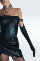 Calestra Leather Corset Asymmetric Mini Dress