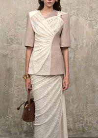 Galessa Bow-Detail Pleated Slit Two-Piece Set