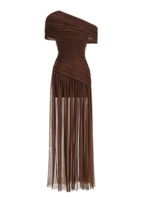 Granny Draped One Shoulder Bardot Maxi Dress