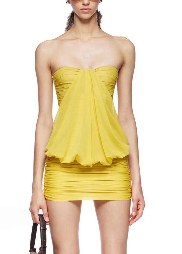 Hyquorin Halter Neck Ruch Mini Dress