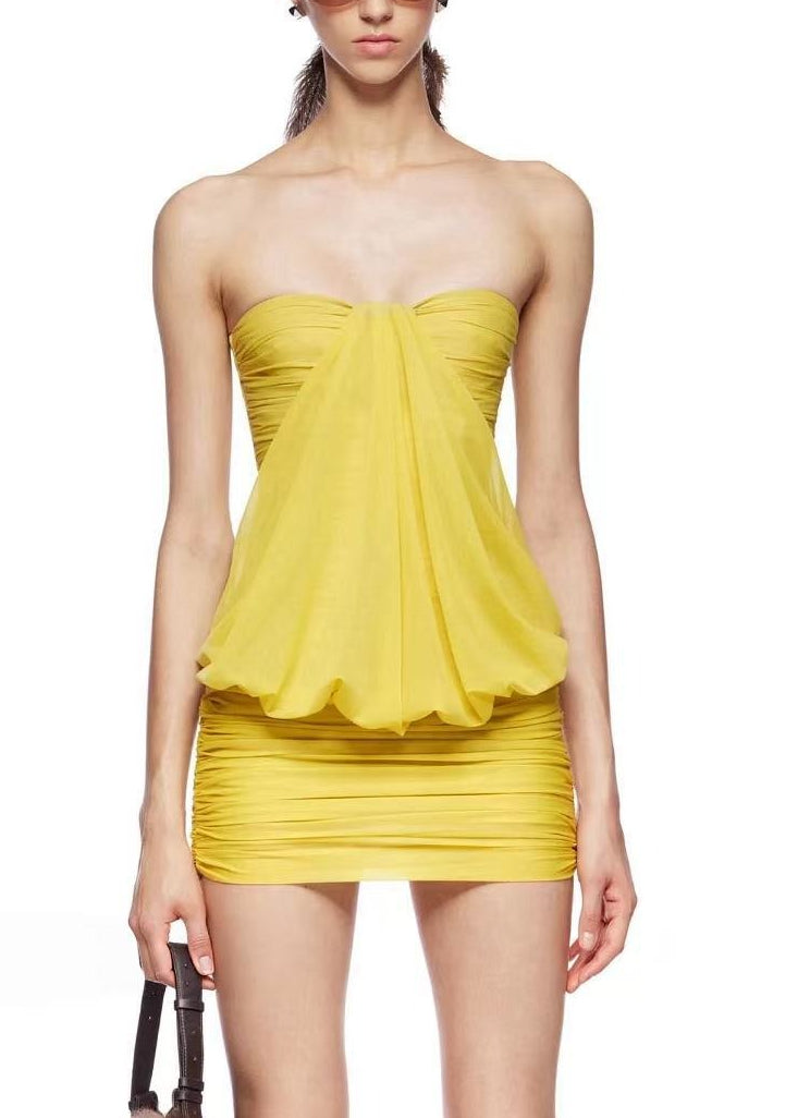 Hyquorin Halter Neck Ruch Mini Dress