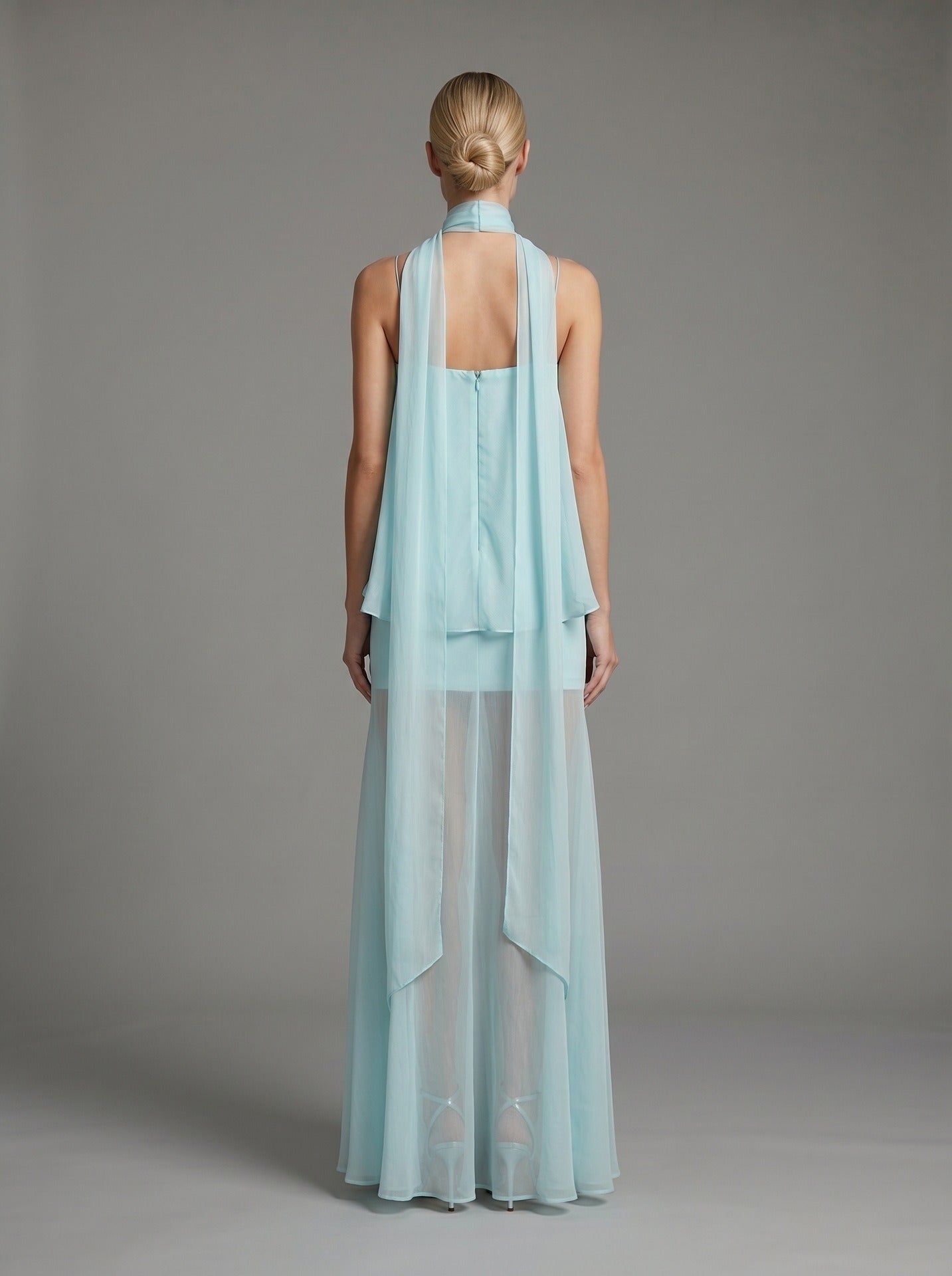 Ashwick Folds Spaghetti Strap Chiffon Maxi Dress