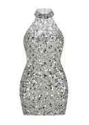 Glora Halter Sequin Mini Dress