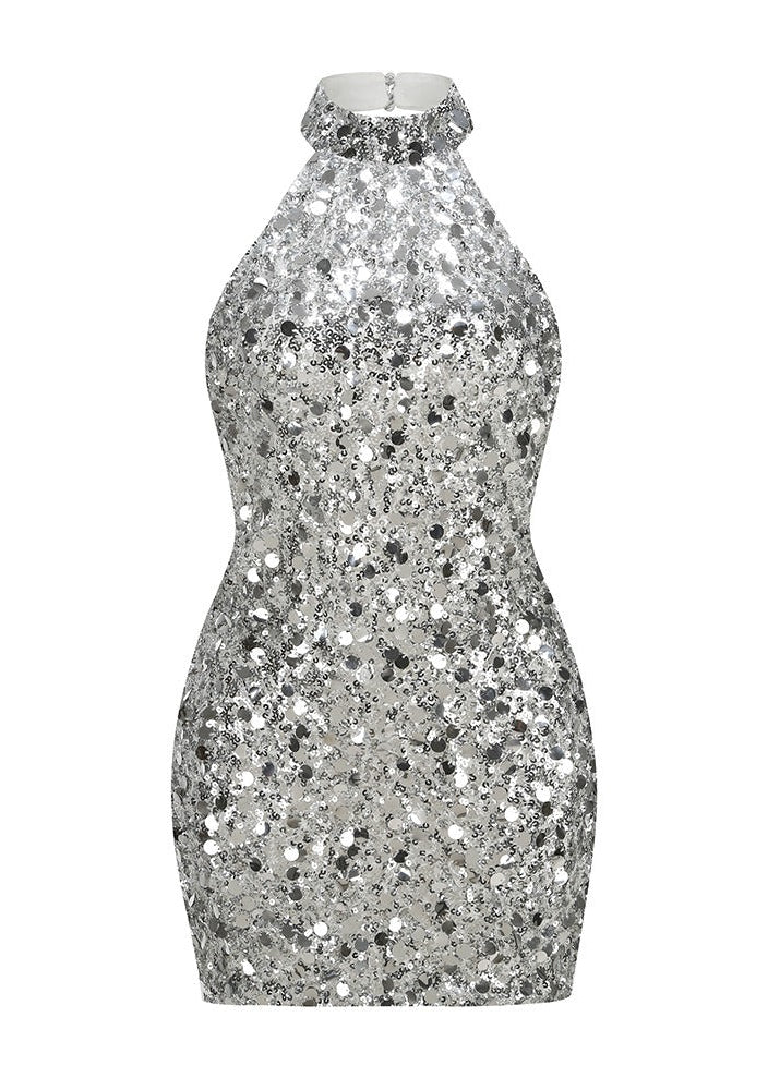 Glora Halter Sequin Mini Dress