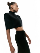 Grina Stand-Collar Cape-Style Top In Black