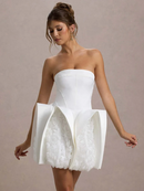 Jasmijn Strapless Floral Mini Dress In White