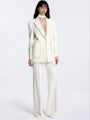 Renwick Scarf-Detailed Wool Crepe Blazer In Off-White