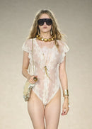 Noven Cowl Neck Lace Bodysuit