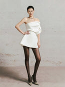 Vallissa Asymmetric Ruch Mini Dress