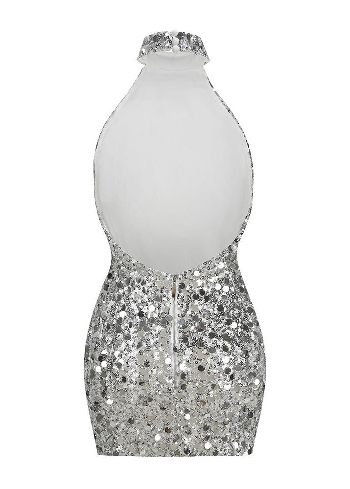 Glora Halter Sequin Mini Dress
