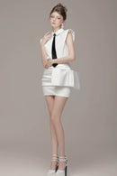 Xanriel Folded Collar Bow Mini Dress