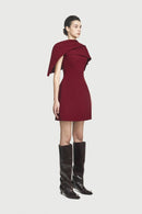 Grisha Asymmetrical Shoulder Pleat Mini Dress In Burgundy