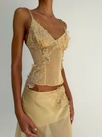 Coralis Embroidered Sequin Top And Ruffled Skirt Two-piece Set