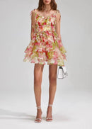 Jameon Strawberry-Print Tiered Mini Dress