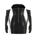 Calestra Leather Corset Asymmetric Mini Dress