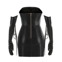 Calestra Leather Corset Asymmetric Mini Dress