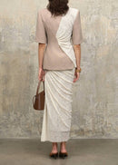Galessa Bow-Detail Pleated Slit Two-Piece Set