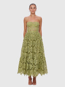 Isoline Lace Floral Embroidered Cutout Midi Dress