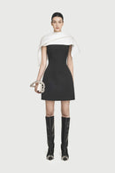 Grisha Asymmetrical Shoulder Pleat Mini Dress In Black