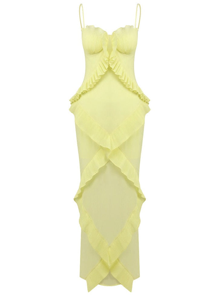 Valique Ruffle Detail Bustier Maxi Dress
