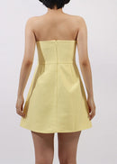 Arygon Strapless Embroidered Floral Mini Dress In Yellow