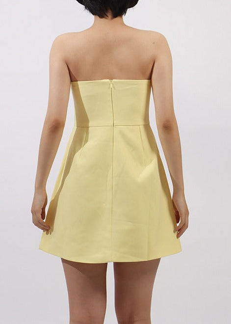 Arygon Strapless Embroidered Floral Mini Dress In Yellow