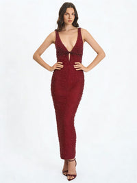 Alusia Embellished Plunge V Neck Maxi Dress